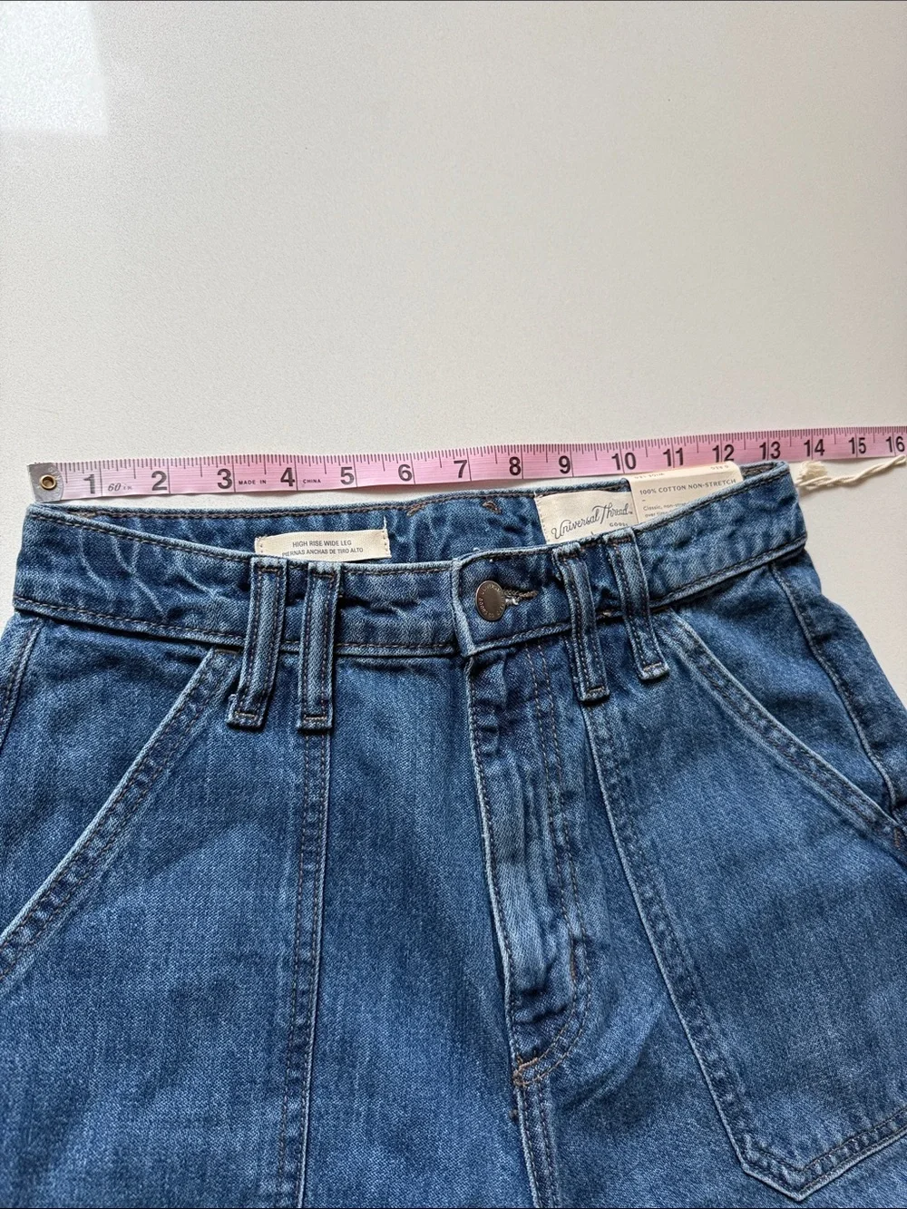 🆕 Universal Thread High-Rise Wide Leg Trouser Jeans in Medium Blue, Size 0 - Picture 9 of 11